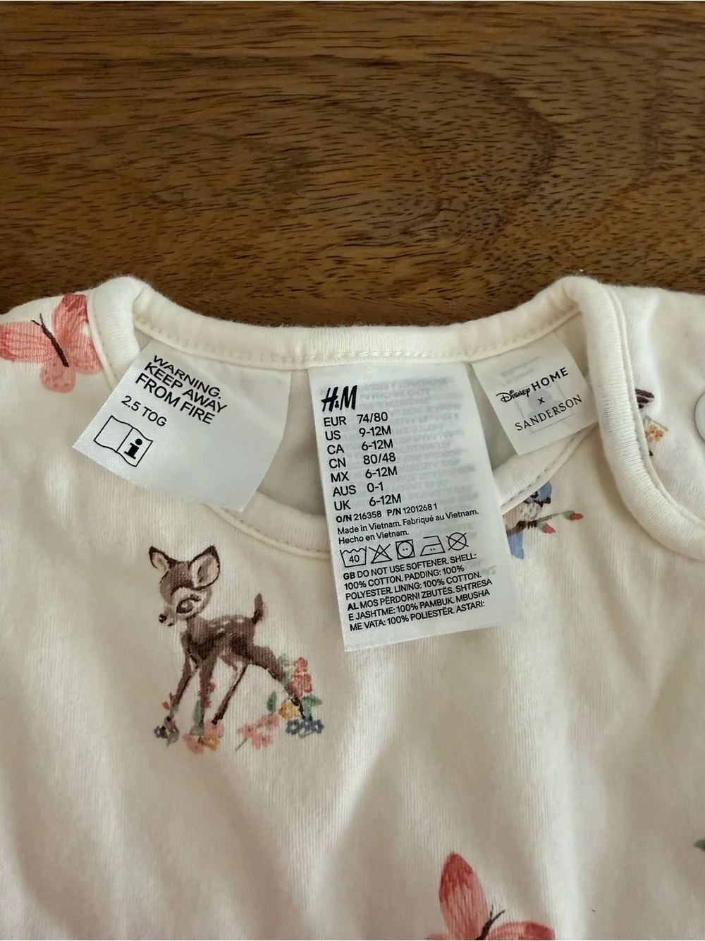 NWOT H&M Disney X Sanderson Bambi Sleep Sack